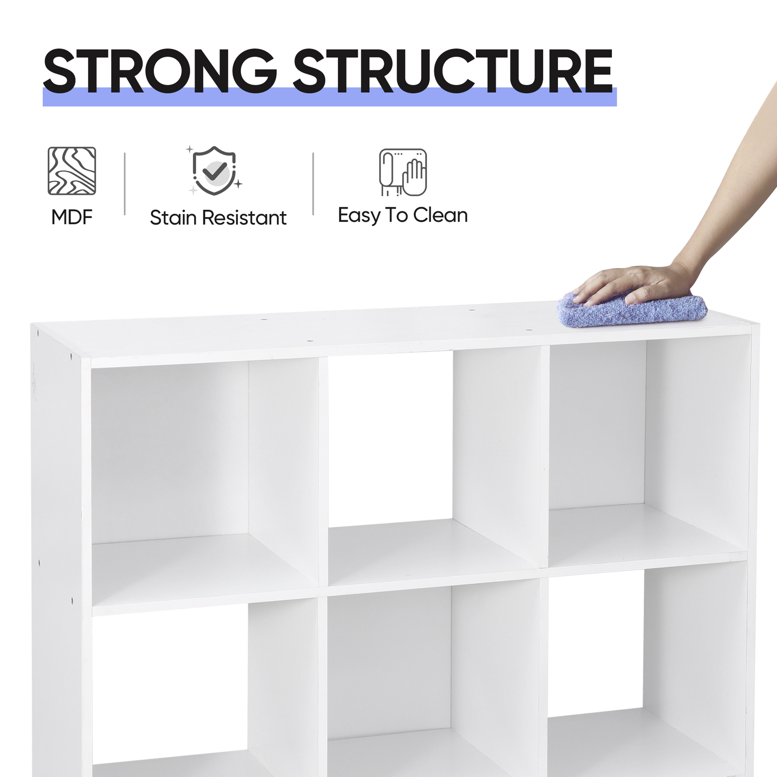 9-Cube Closet Organizer Storage Shelves Save Space Bookcase Wood White Indoor