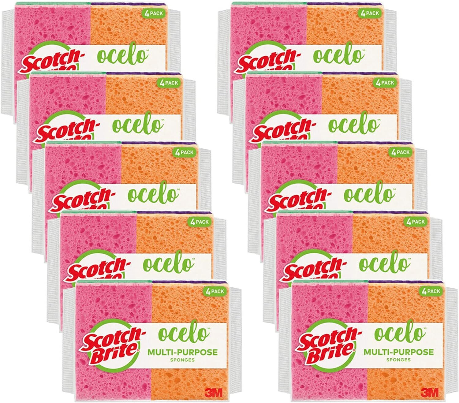 Ocelo Esponja Practica Multiusos, Colores Surtidos, 40 Esponjas