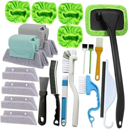 20Pcs Window Cleaning Kit, Household Cleaning Tools with Squeegee, Brushes,