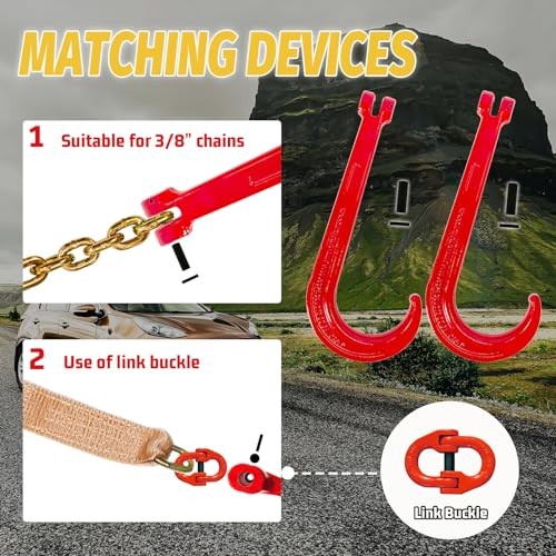 J Hook Towing-G80 Heavy Duty Towing J Hooks with 7100 Lbs 15 Inch Safety latch