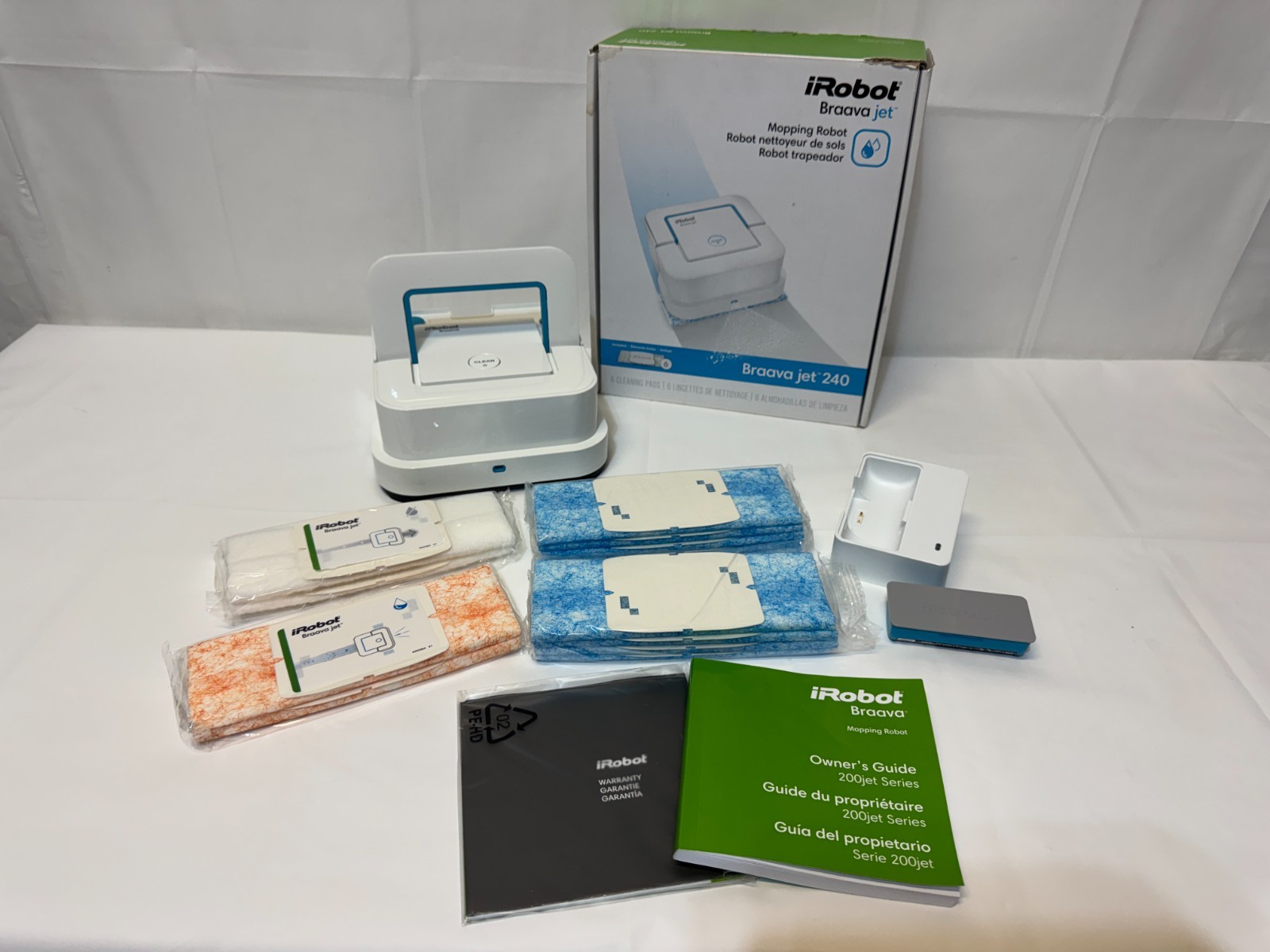 iRobot Braava Jet 240 Mopping Robot, Charger, Battery & Pads (FULLY TESTED)