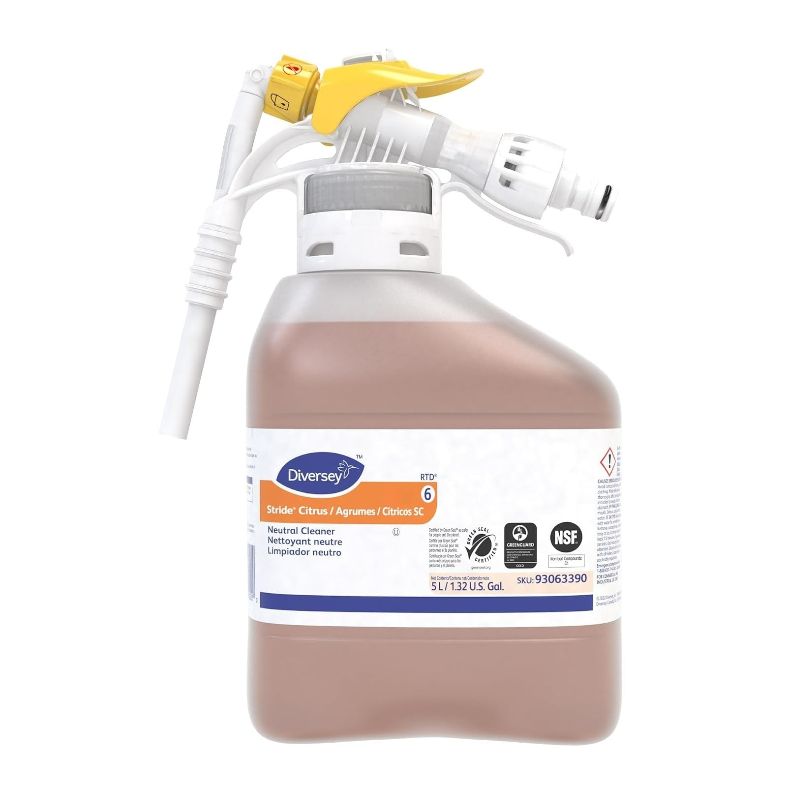 Diversey Stride Citrus Neutral Cleaner 32 fl oz | Low Foam, No Rinse