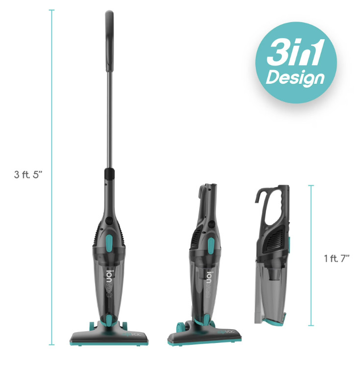 Ionvac ZipVac Corded Stick Vacuum, Multi-Surface 3-in-1 Upright/Handheld Vacuum