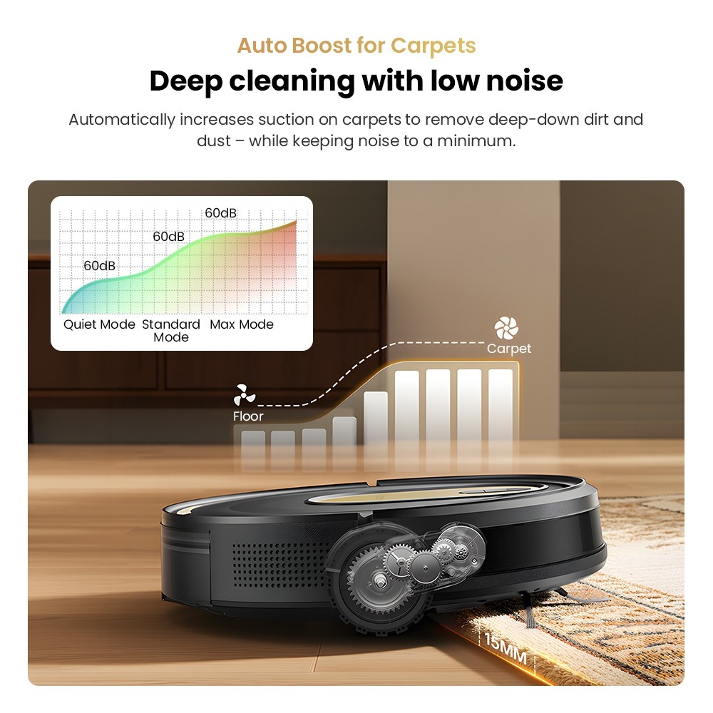 Vactidy W8 Robot Vacuum and Mop 5000Pa Suction,150-Min Runtime,App/Voice Control