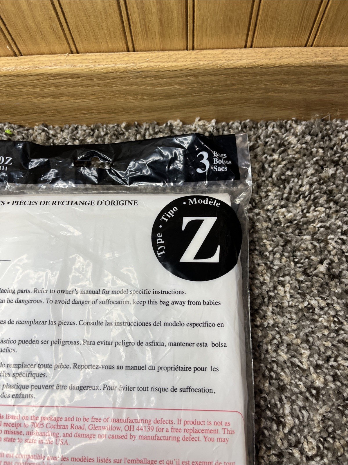 Genuine Hoover Type Z Vacuum sweeper Replacement Allergen Filtration -3 Bags