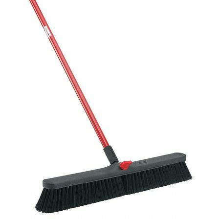 Libman 801 Push Broom, Locking Nut, 60 In L, 24 In Sweep Face, 3 In Black