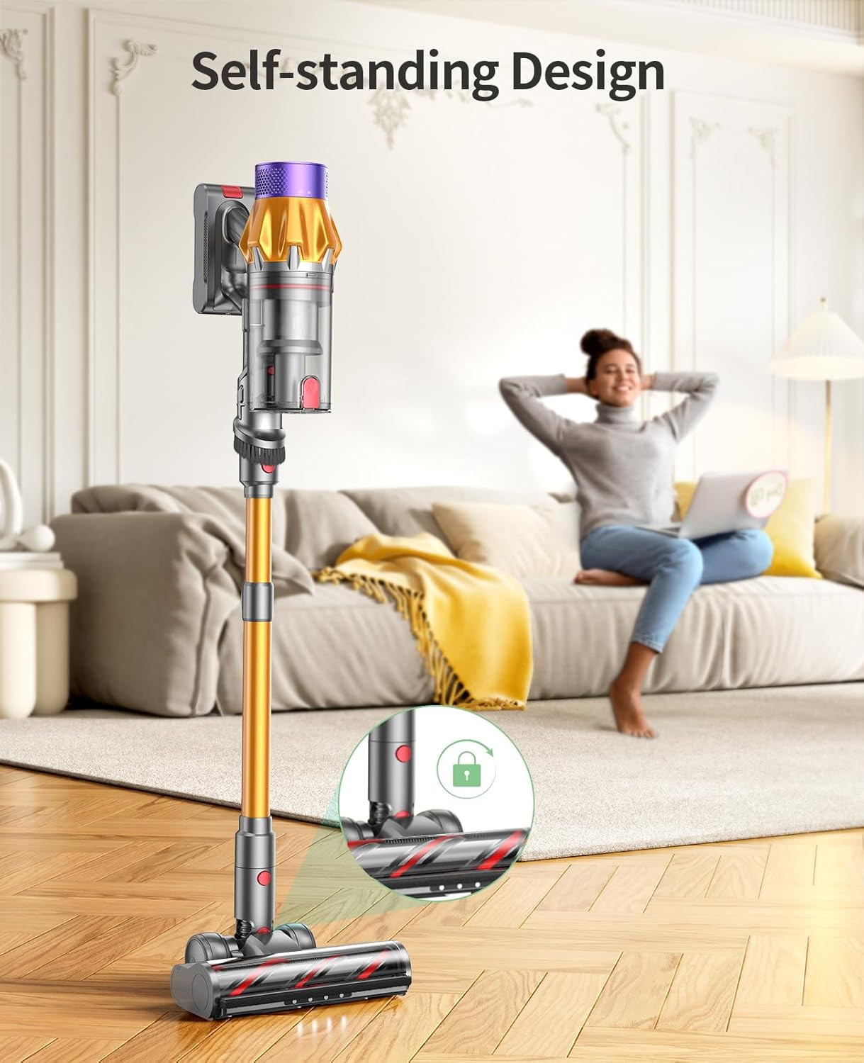 Cordless Vacuum Cleaner, 600W 50KPA 65Mins Cordless Stick Vacuum Cleaner with To