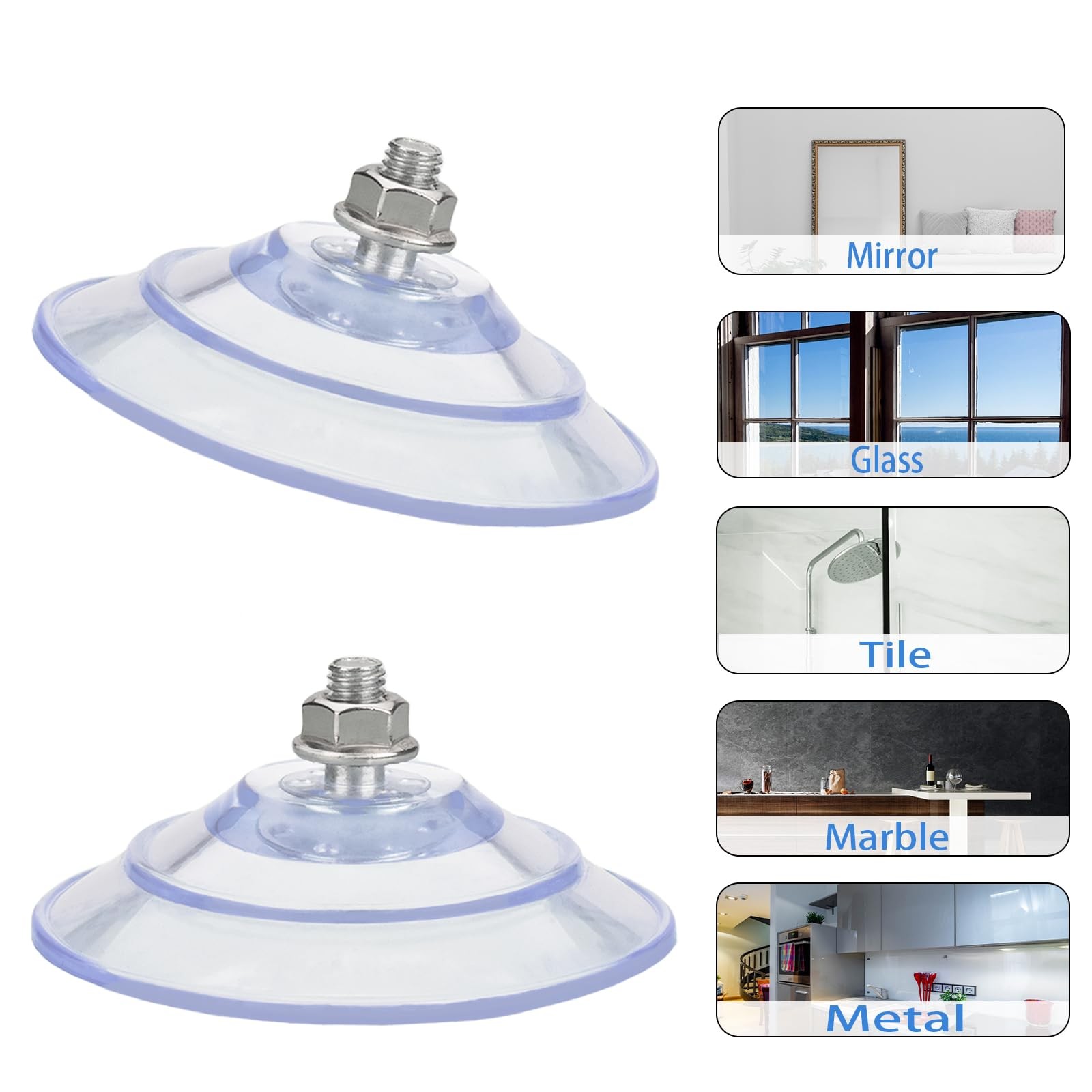 Upgraded Large Suction Cup Screws 3.4″/85mm Plastic Suction Pads 4 Pack Clear