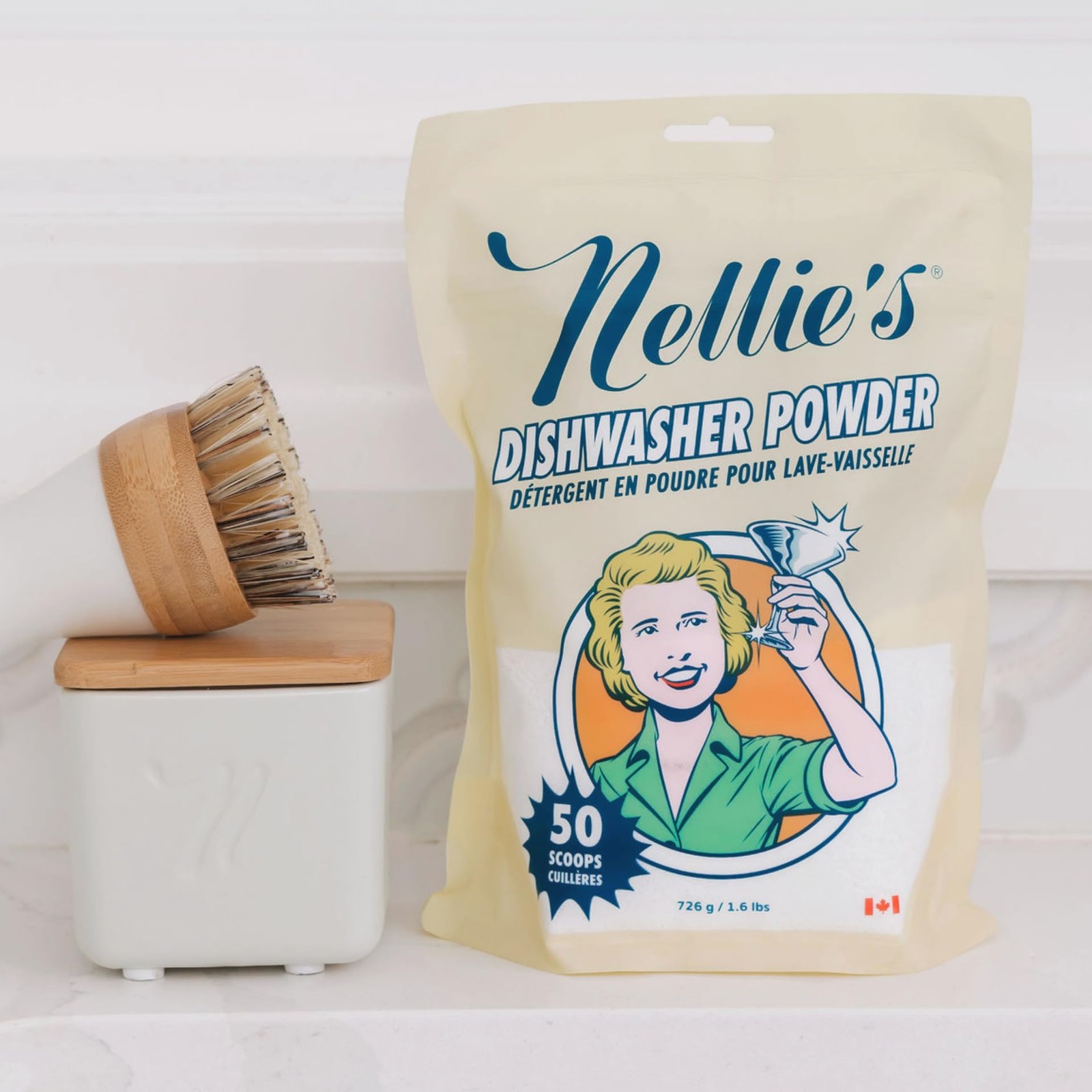 Nellie’s Dishwasher Powder 25.6 Ounce Plant Based Eco-Friendly Cleaning Solution