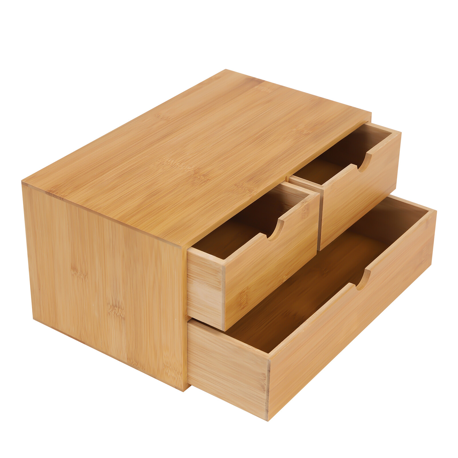 Bamboo Desk Organizer with 3 Drawers, Tabletop Storage Box No Assembly Required
