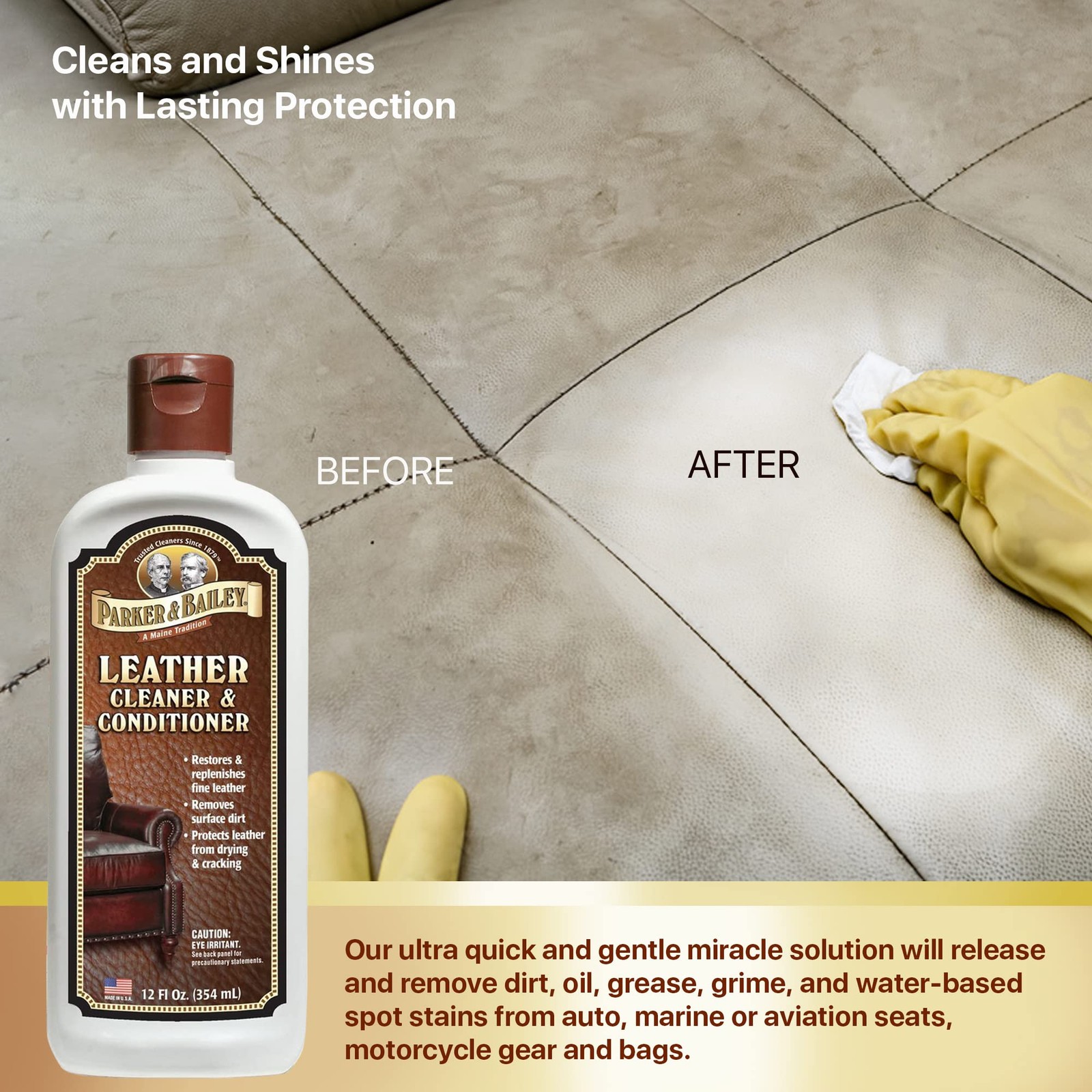 Parker & Bailey Leather Cleaner & Conditioner – Restores & Conditions, Cleaner F