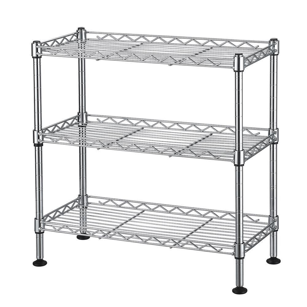 3 Tiers Wire Shelving Rack Shelf Adjustable Commercial Garage Kitchen Wide Use