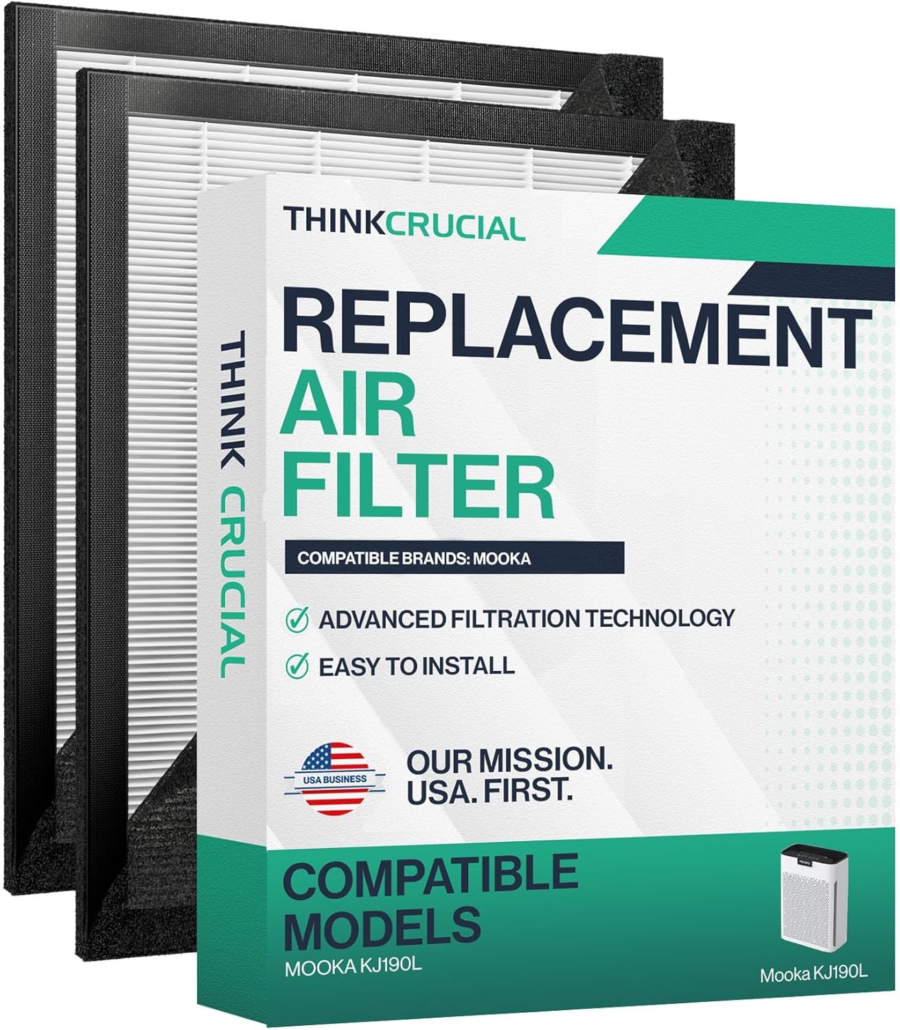 2-Pack Hepa Filters 4 Pre – Filters fits MOOKA KJ190L Air Purifier – H13 True Hi