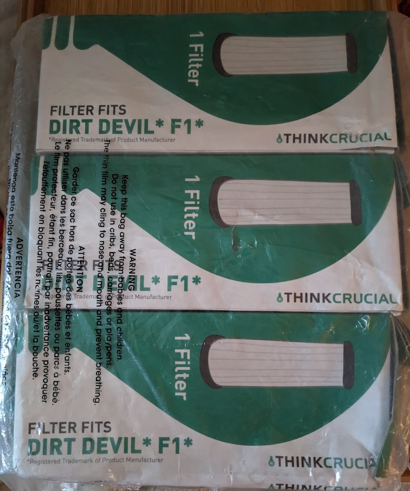 3 Hepa Filter Dirt Devil F1 ThinkCrucial Vacuum Washable NEW 3-6 Months Each