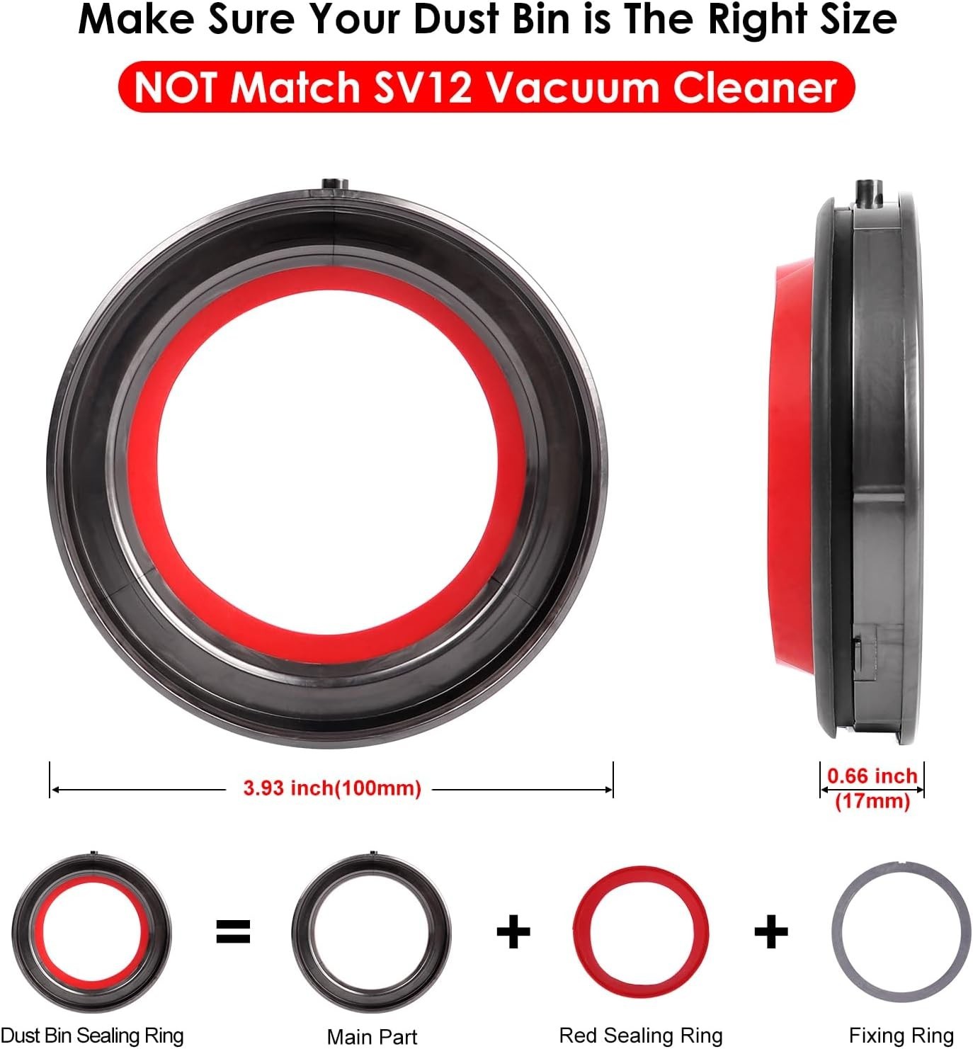 Dust Bin Fixed Sealing Ring for Dyson V12 SV18 SV20 Slim/Digital Vacuum Cleaner