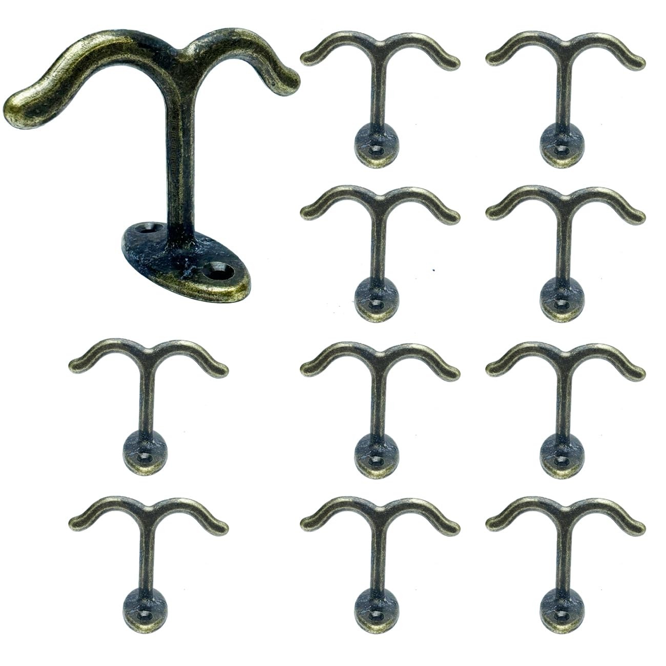 10 PCS Antique Bronze Zinc Alloy Ceiling Double Hook Under Cabinet Shelf