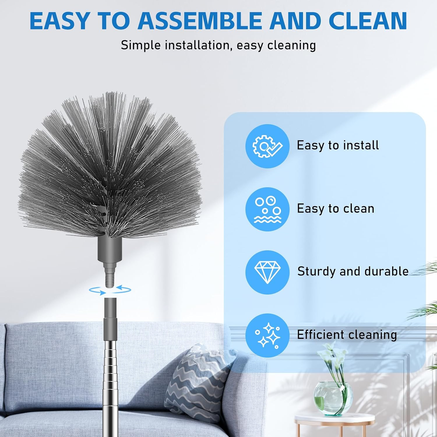 Cobweb Duster with Extension Pole, Retractable Dusters for Cobweb