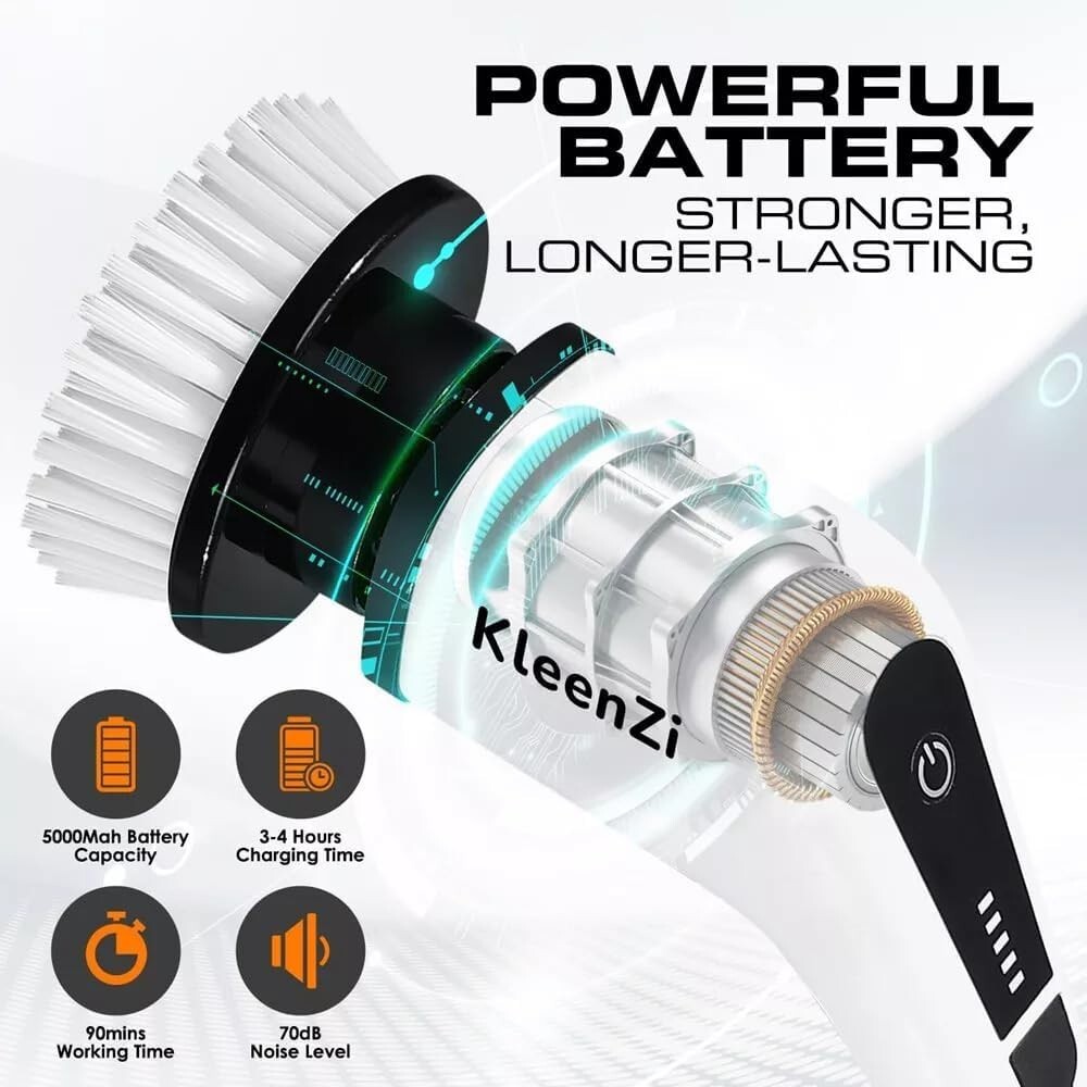 Electric Spin Scrubber Cleaning Brush 8 In 1 Shower Scrubber Adjustable Handle