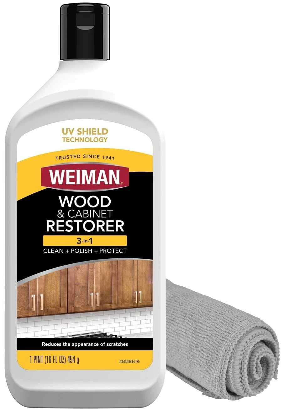 Weiman Wood & Cabinet Restorer 3-In-1 Bundle CLEAN POLISH PROTECT – 16 Oz bottle