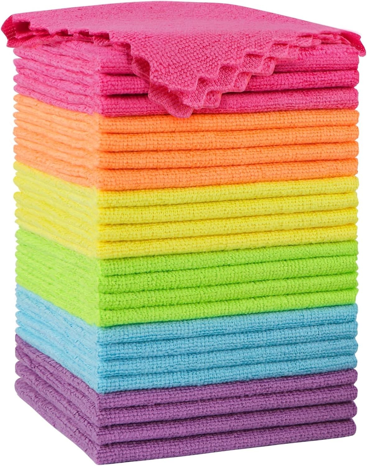 Microfiber Cleaning Cloth, 24 Pack Highly Absorbent Cleaning Rags, Household …