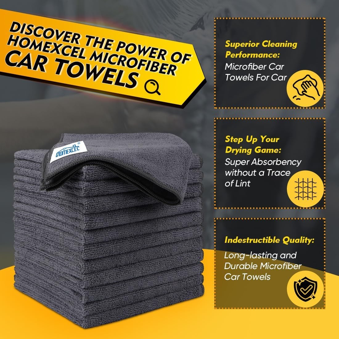 Grey Microfiber Cleaning Cloth 50 Pack, 12.5 x 12.5 inch Microfiber Towels for