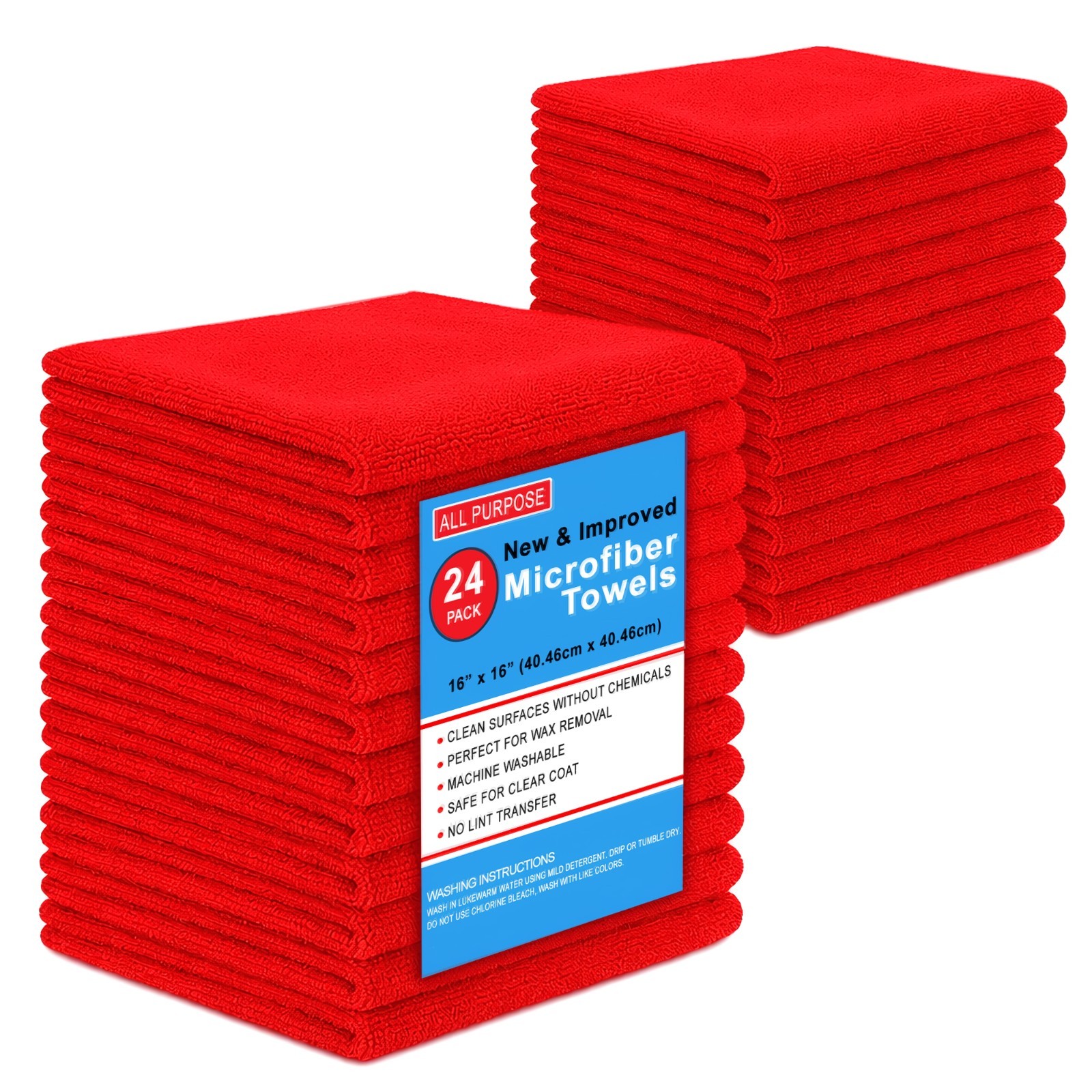 Microfiber Cleaning Cloth Set Of 24 Towel Rag Car Polishing Detailing No-Scratch