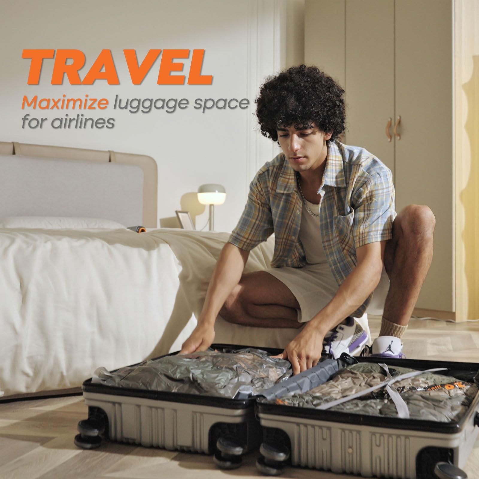 Rechargeable Wireless Vacuum Pump & Space Saver Bags Set – 15 Combo for Travel &