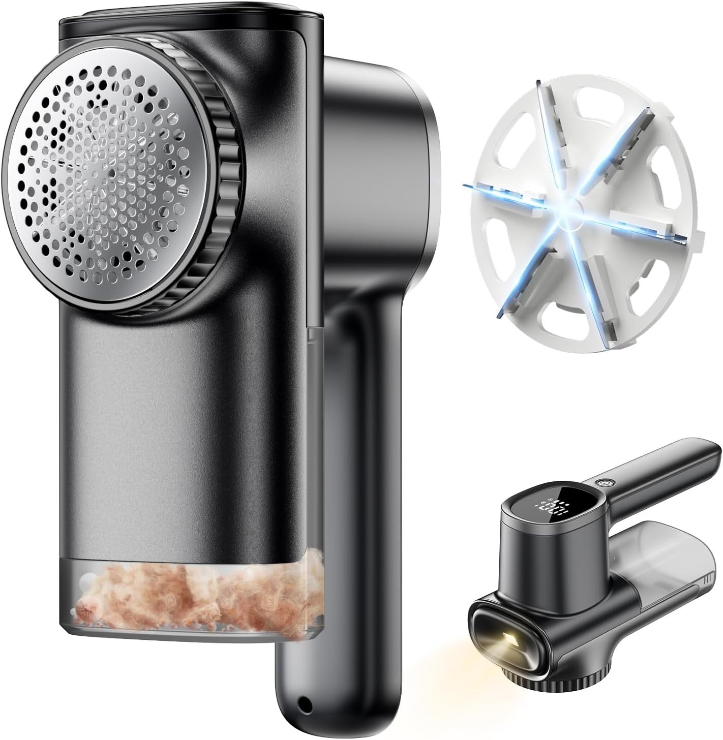 3D 6-Blade Rechargeable Lint Remover with LED Display & 180 Min Runtime