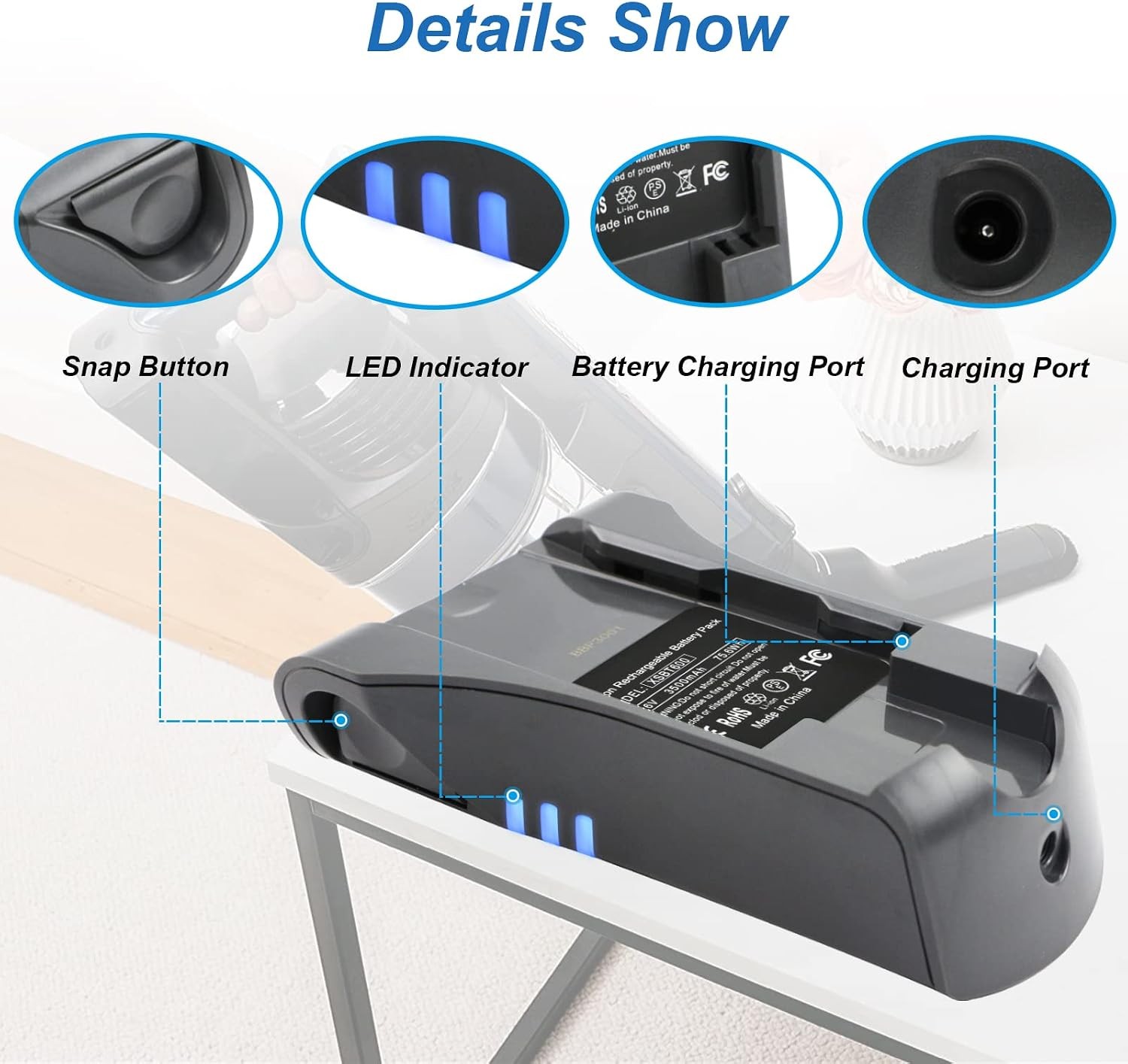 XSBT620 Vacuum Replacement Battery for Shark IZ362H IZ363HT IZ163H IZ162H
