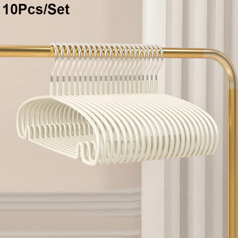 10Pcs Non-Slip Hanger Metal Clothes Hangers No Trace Thicken Suit Coat Shirt Pan