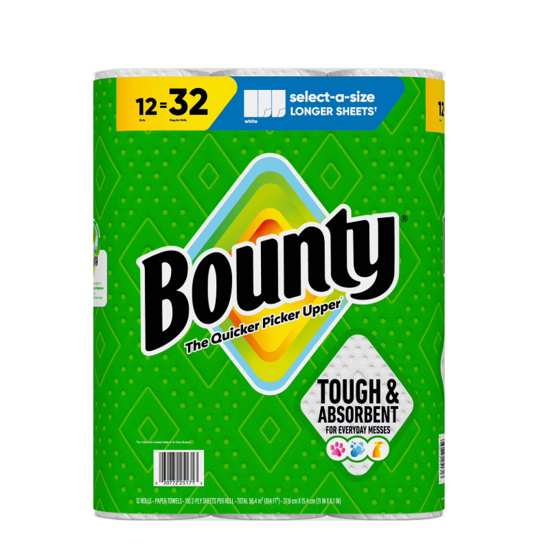 Bounty Select-A-Size 2-Ply Paper Towels, 12 Rolls, 110 Sheets/Roll