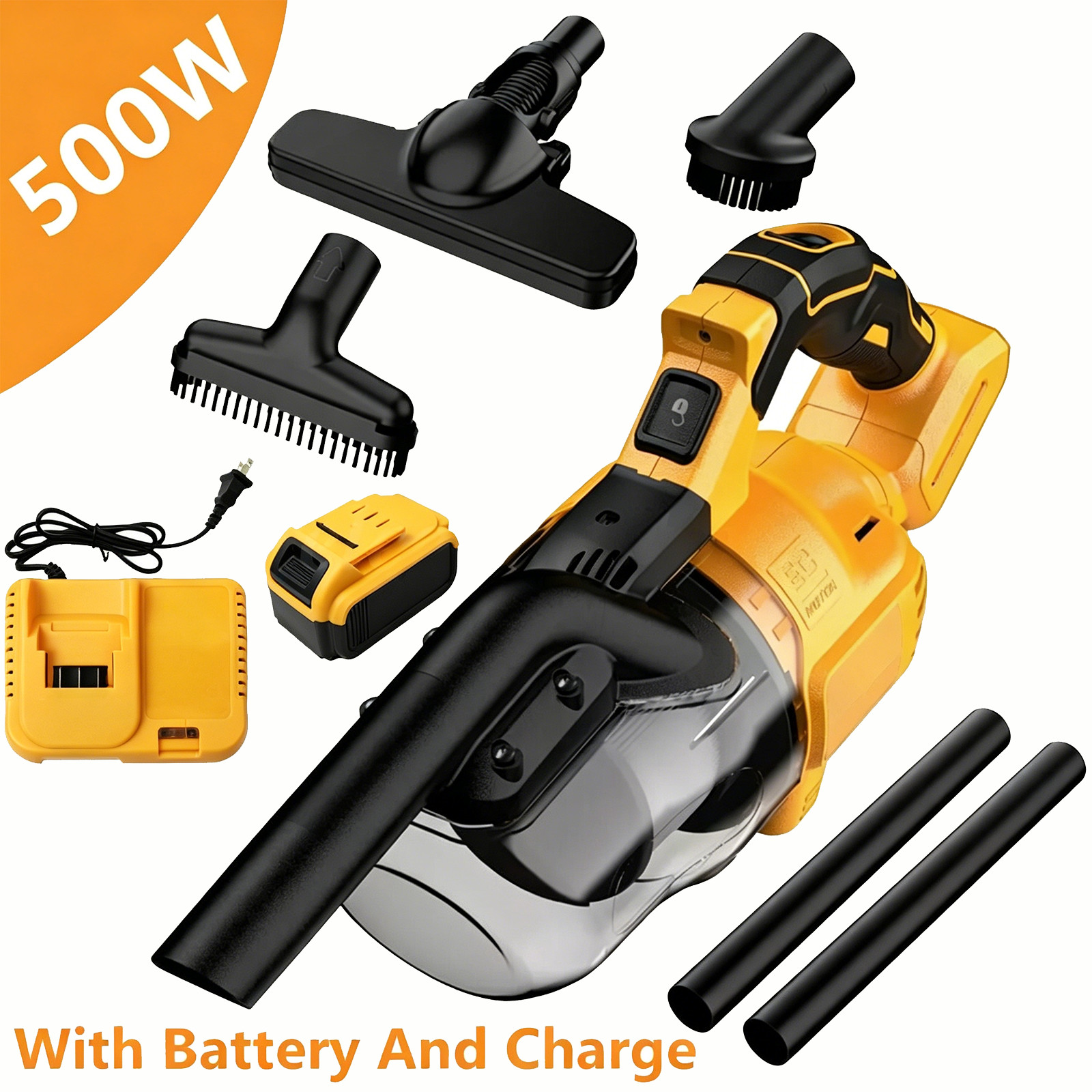 500W Cordless Handheld Vacuum Cleaner Portable Car Auto Home Wireless W/ Battery