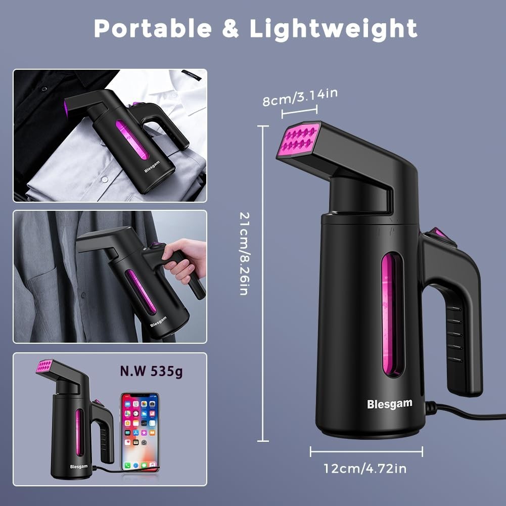 Portable Clothes Steamer, 25g/min Dual-Row Steam, 180ml Capacity, Fast Heat-up 4
