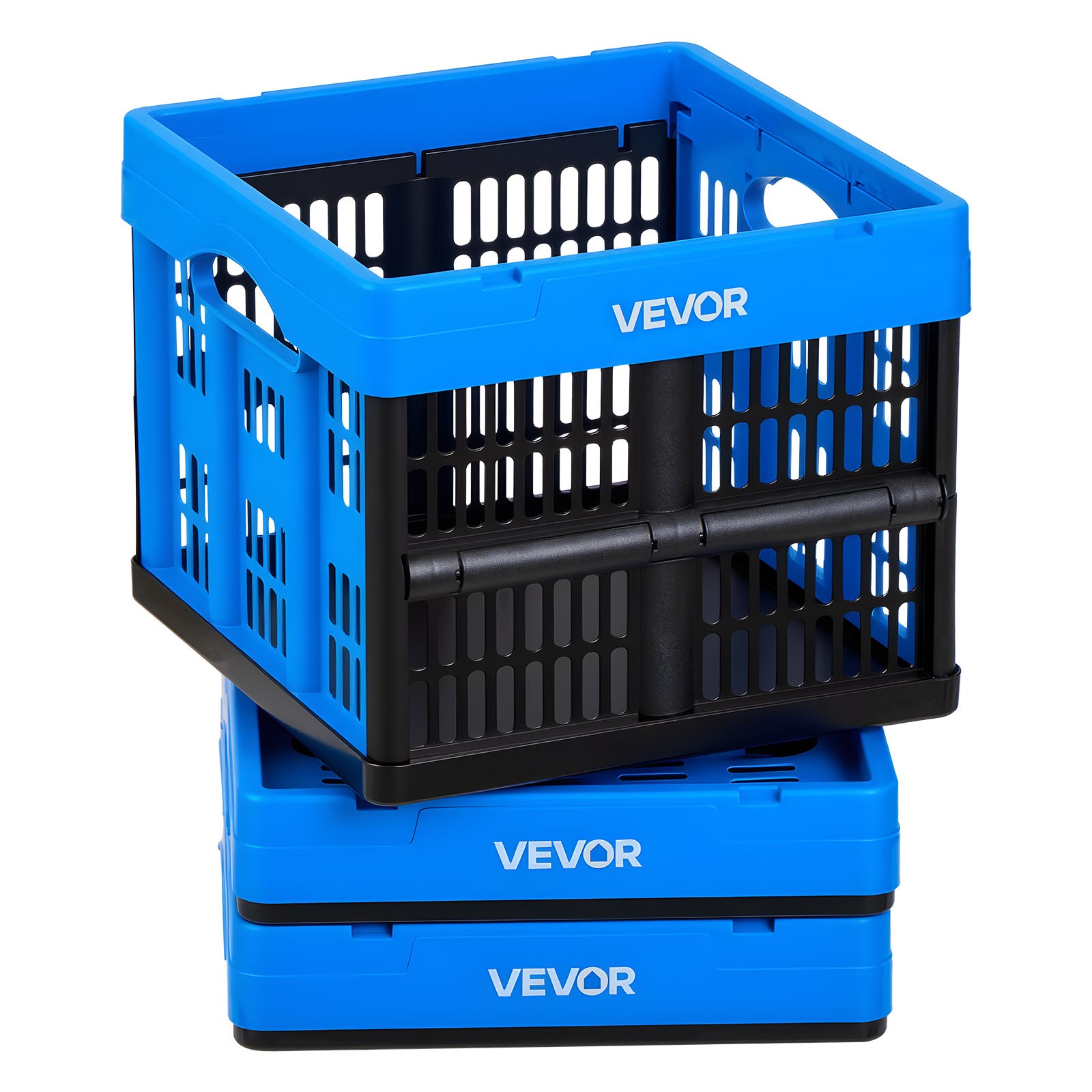 VEVOR Plastic Collapsible Storage Bins 25L 3 Packs Stackable Fold Storage Crates