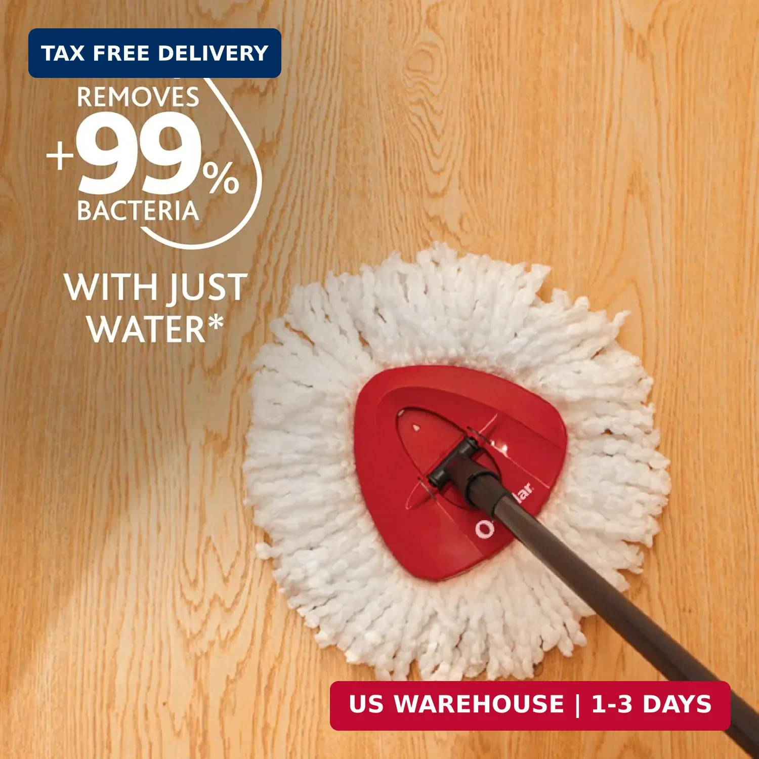 O-Cedar EasyWring Microfiber Spin Mop, Bucket Floor Cleaning System, Red, Gray,