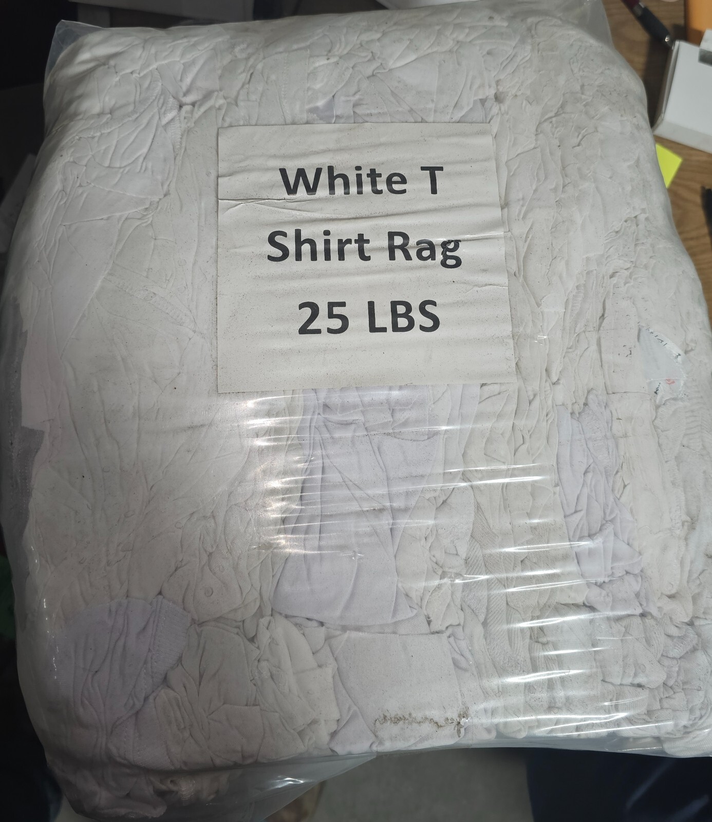 Recycled White Knit T-Shirt Cotton Rags – Multipurpose Wiping Cloths 25 LBS Bag