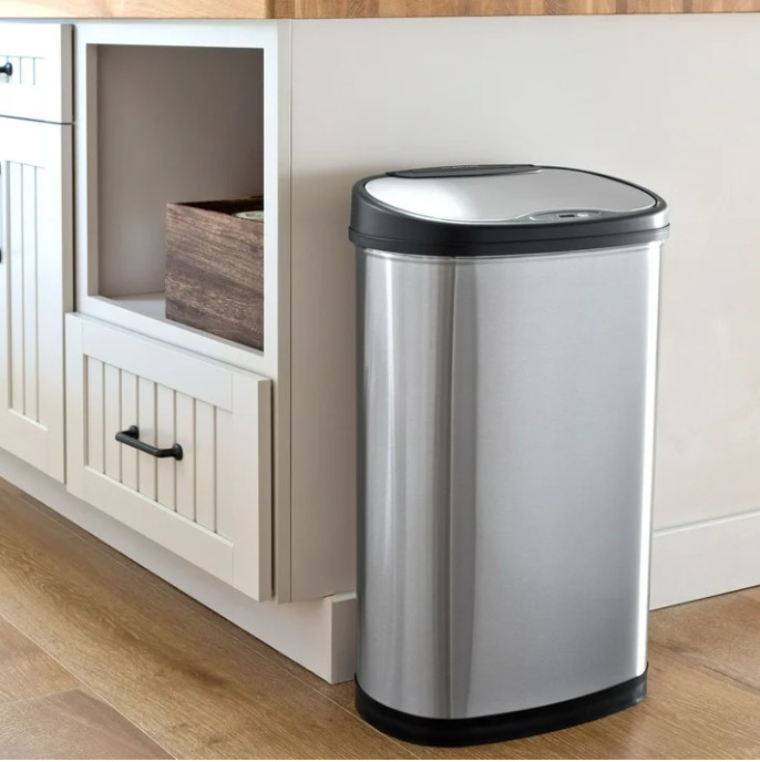 Nine Stars 13 Gallon Automatic Touchless Kitchen Trash Can, Stainless Steel