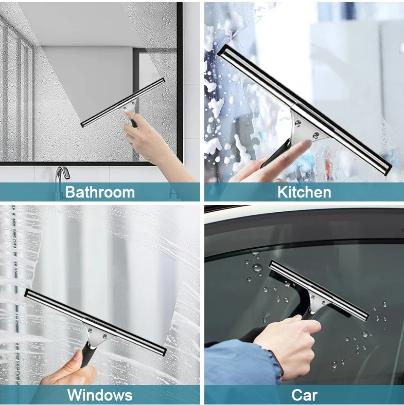 1pcs Glass Cleaning Squeegee Window Wiper 25/35/45cm Rubber Blade Cleaner – NEW