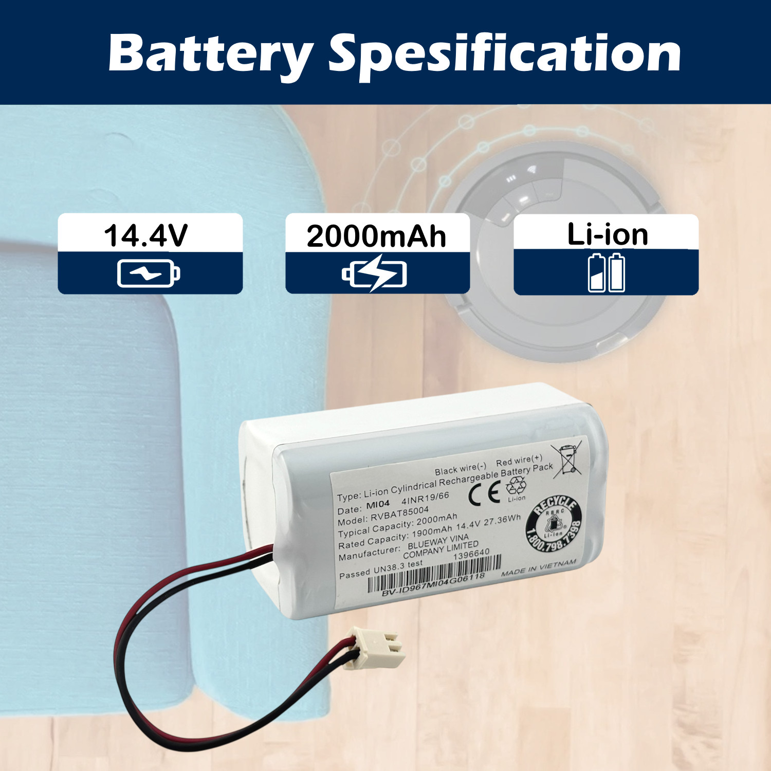 New Genuine Shark Replacement Rechargeable Li-Ion Battery 2000mAh – RVBAT85004