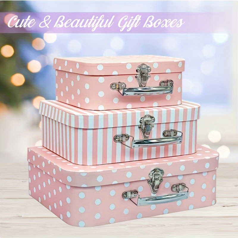 3Pcs Vintage Style Cardboard Suitcase Gift Box Set,Home Organization Storage Box