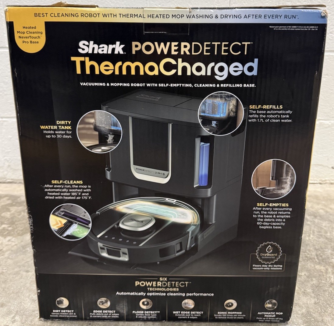 NEW! Shark PowerDetect ThermaCharged Robot Vacuum & Mop 2-in-1 NeverTouch Pro