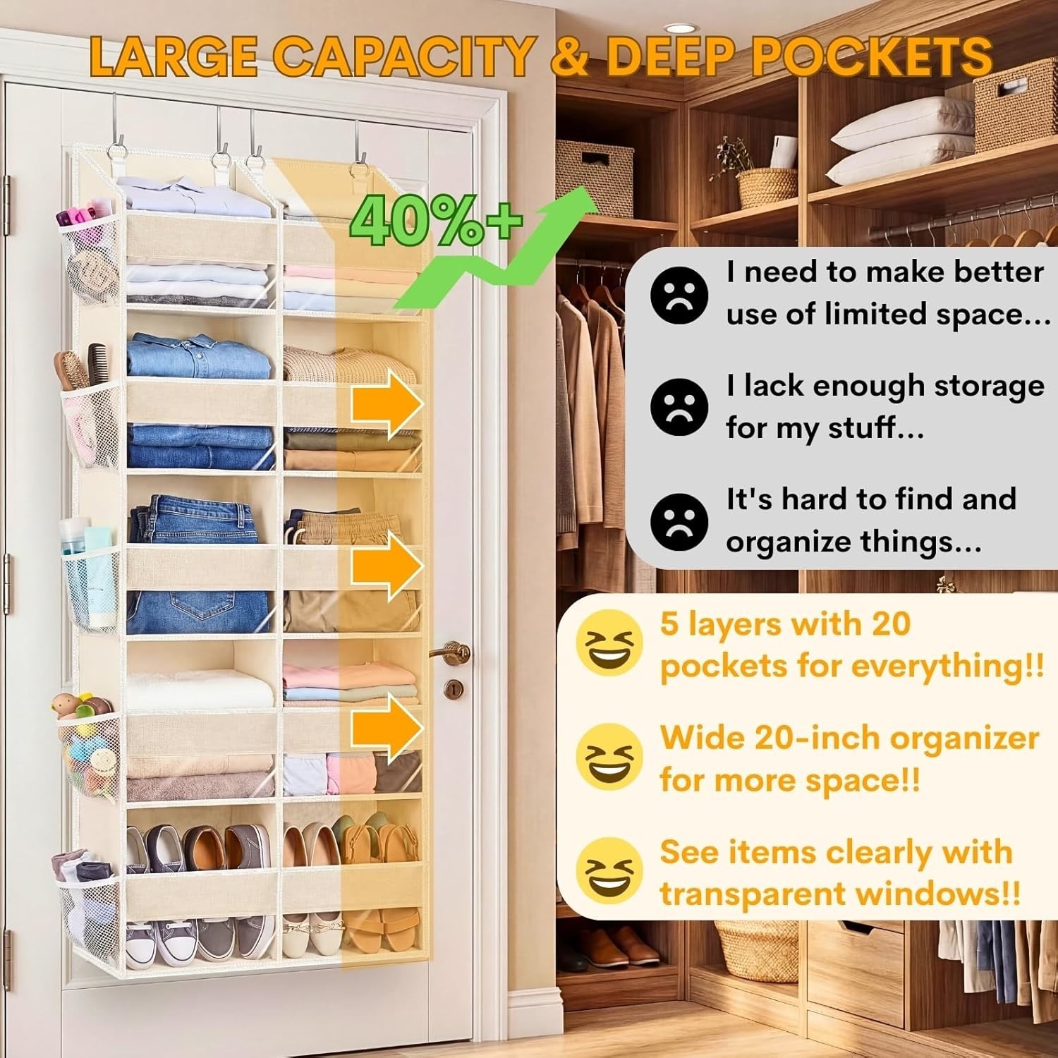 Eco-Friendly 5-Tier Hanging Storage Organizer for Baby & Home – 80 lbs Capacity
