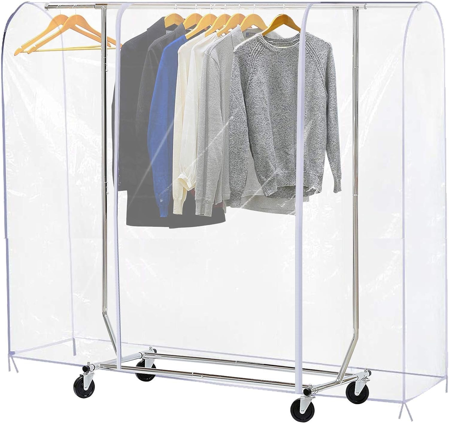 Clear Garment Rack Cover Dustproof Clothes Rack Cover with 2 Durable Zipper/C…