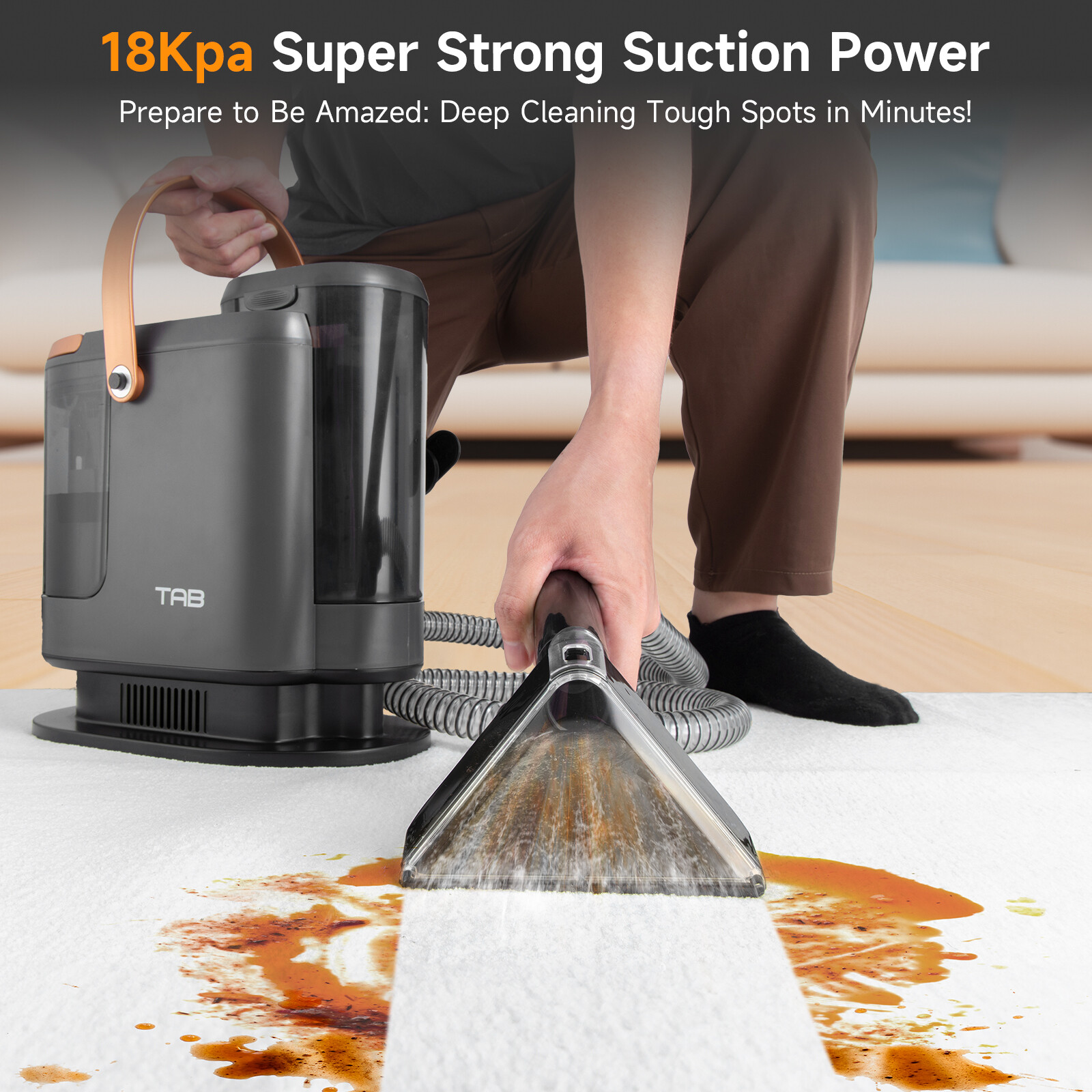 Carpet Cleaner Machine 18Kpa Strong Suction, 600W Powerful Motor, Portable Uphol