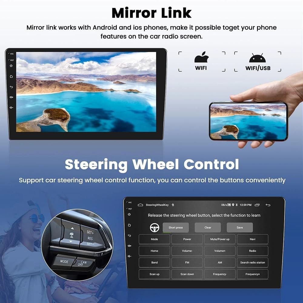 Android 14 2-Din Car Stereo for Ford Excursion 00-03 10in Carplay BT GPS 4+64G