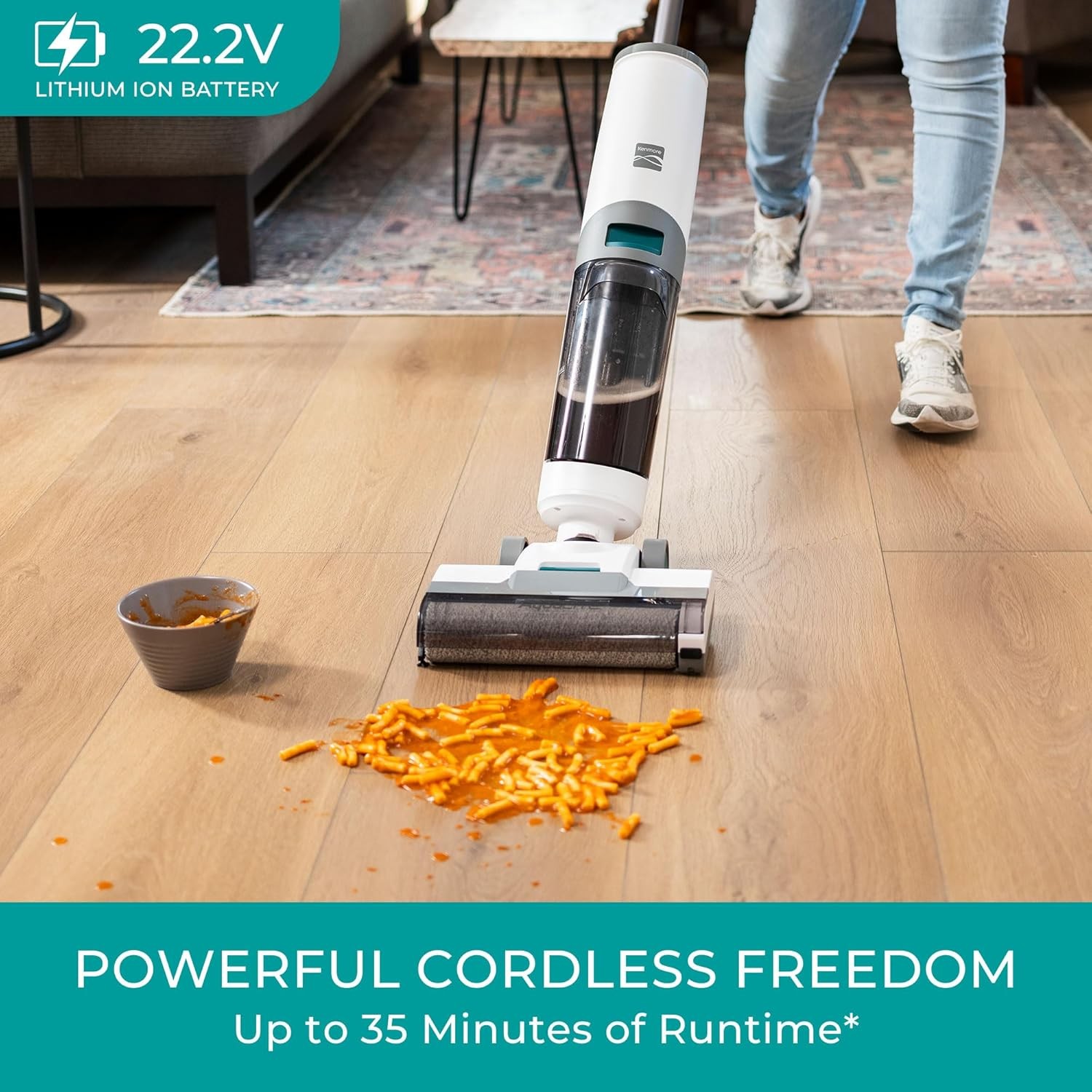 Kenmore HF5010 Cordless Wet Dry Vacuum Hard Floor Self-Clean Mop 35min Runtime