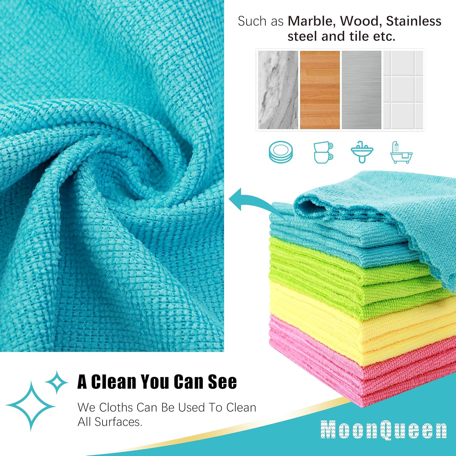 12 Pack Microfiber Cleaning Cloth – Reusable Cleaning Rag, Fast Drying Cleaning