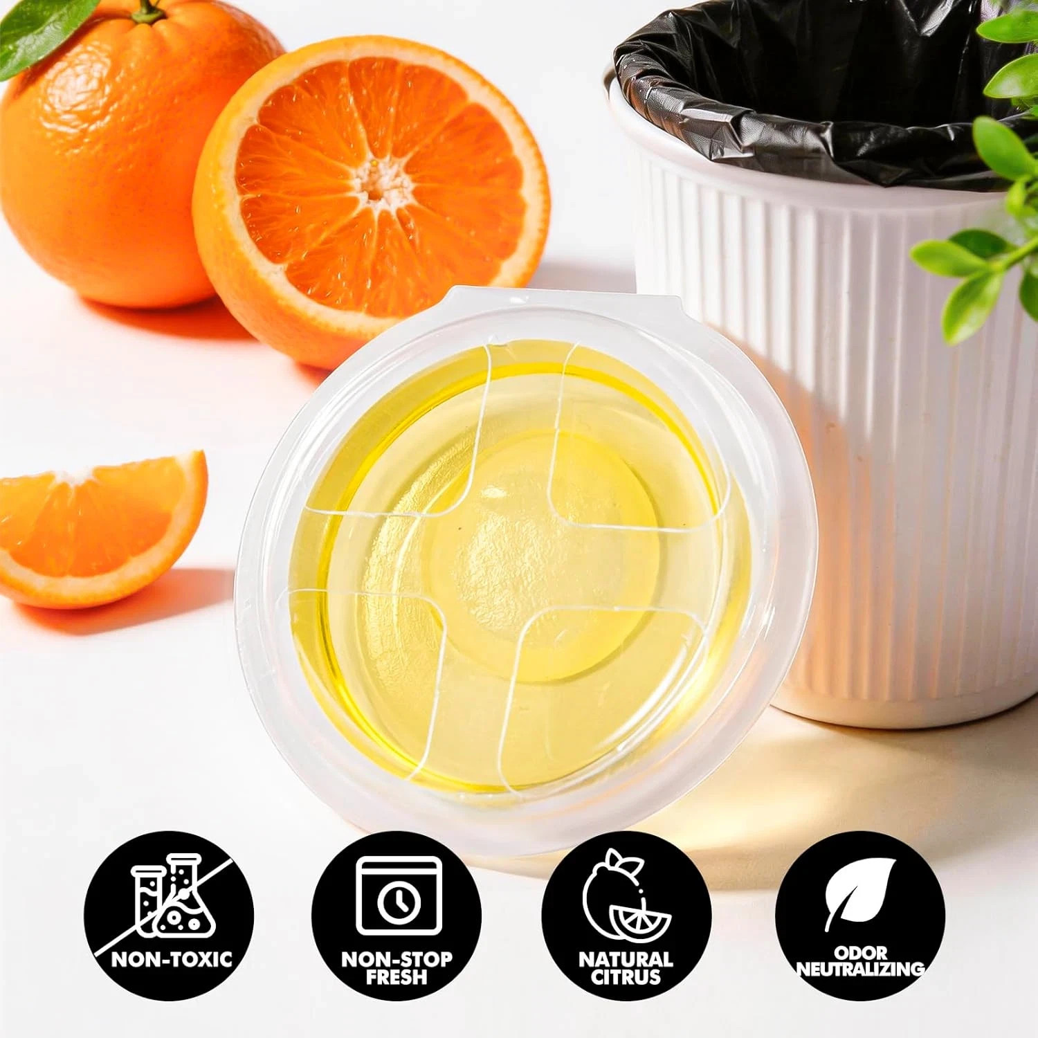 10 Pack Trash Can Deodorizer, Citrus Scent Stick-On Gel Air Freshener Up to 30 D