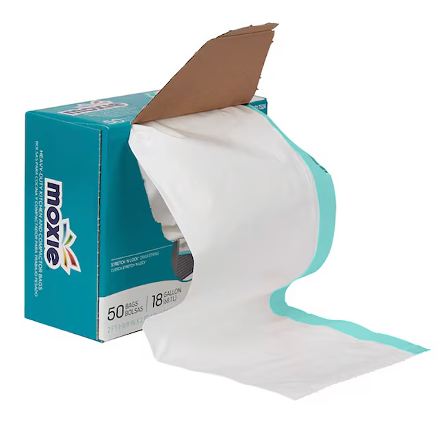 3-Pack MOXIE 18 Gal Plastic Kitchen Drawstring Trash Bags 150 Count Total