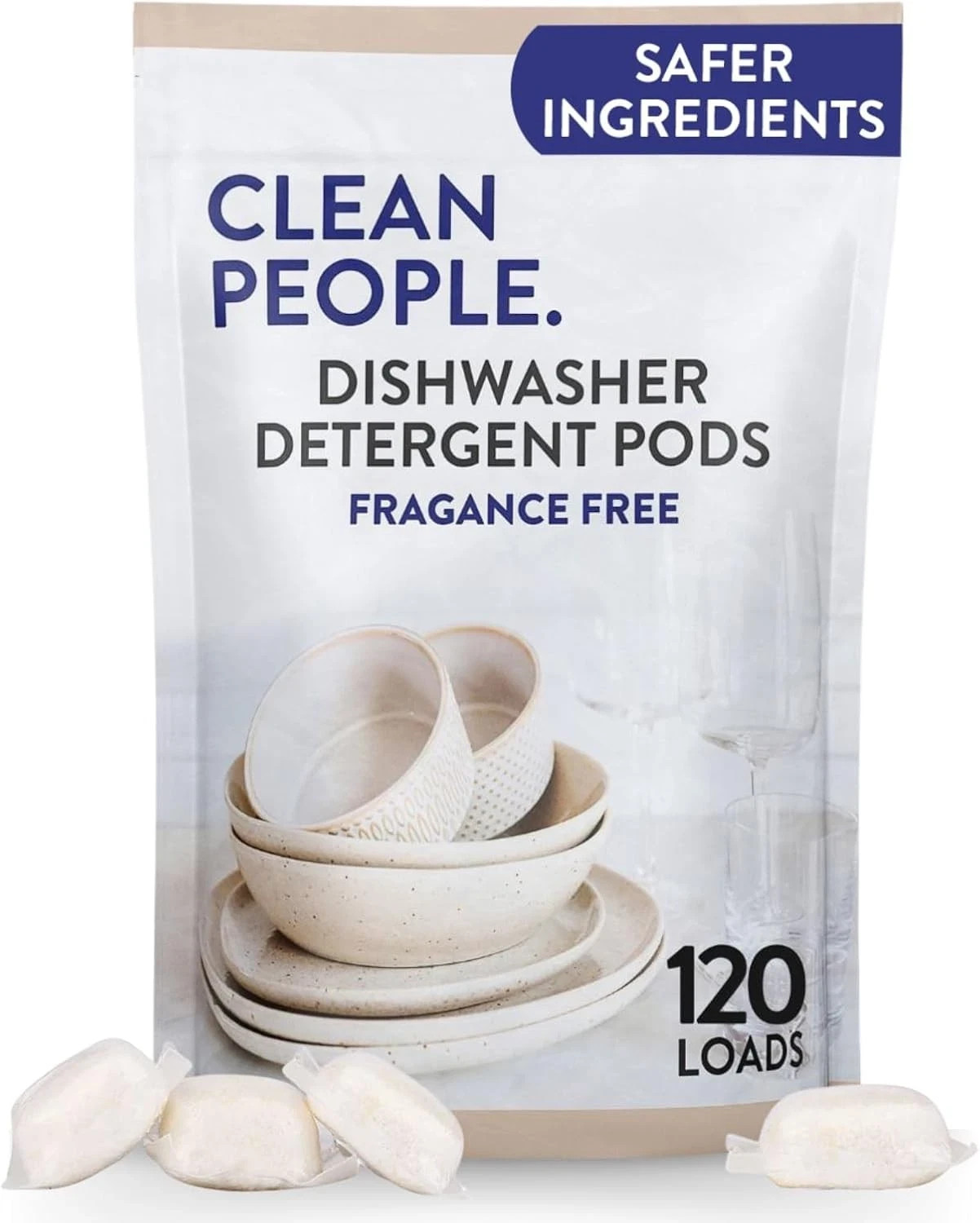 Clean People Dishwasher Pods – Cuts Grease & Rinses Sparkling 120 Count